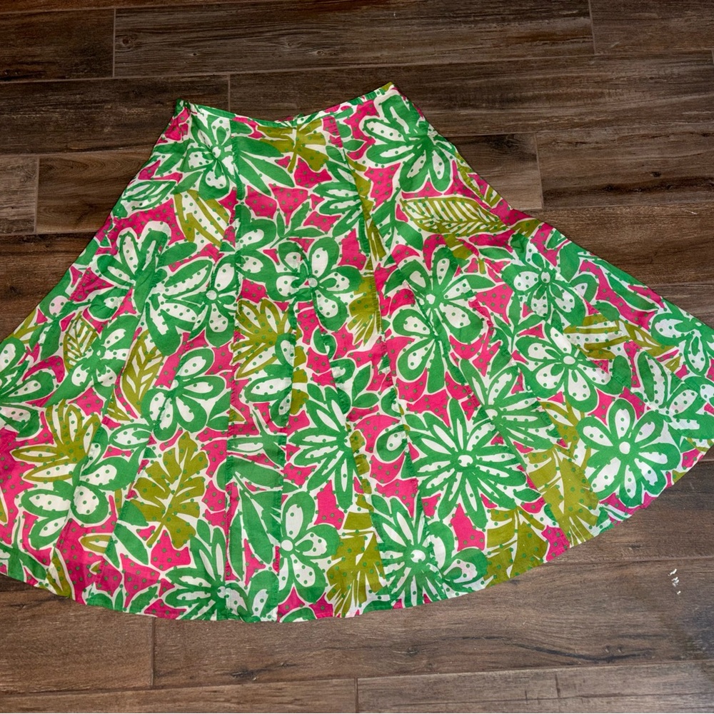 Ruby Rd Vintage Pink Green & White Floral Women's Skirt Size 16